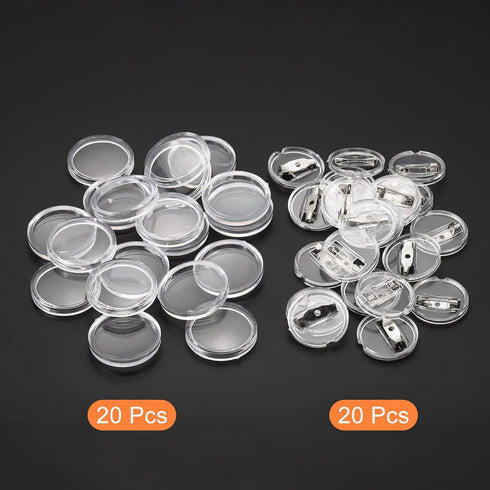 PATIKIL 0.98inch Acrylic Button Pin Badge, 20 Set Round Pin Blank Buttons Badges Kit for Craft Supplies, DIY Badges, Clear...