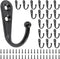 Yetaha 20PCS Wall Mounted Hooks with 40 Screws, Double Holes Hooks Towel Robe Hat Coat Hook for Kitchen Bedroom Bathroom, Black...