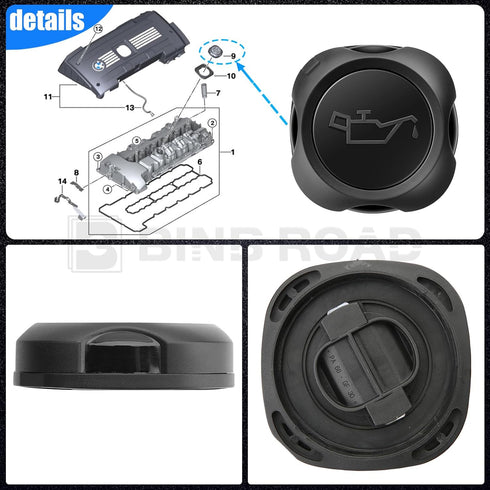 Engine Oil Filler Cap 11127560482 Compatible with BMW 128i 328xi 335i 528i 535i 740i X1 X3 E90 E91 E92 E83...