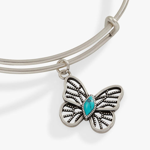 Alex and Ani Turquoise Filigree Butterfly Charm Bangle...