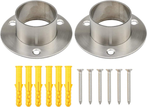 Stainless Steel Closet Rod Flange Holder for Diameter 1.5 inch (38mm) Steel Pipe, Pack of 2...