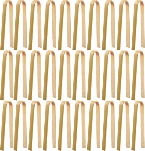 30 Pcs Wooden Tongs for Charcuterie Mini Bamboo Tongs Disposable Tongs for Serving Food NaturaL Wooden Cooking Toast Tongs...