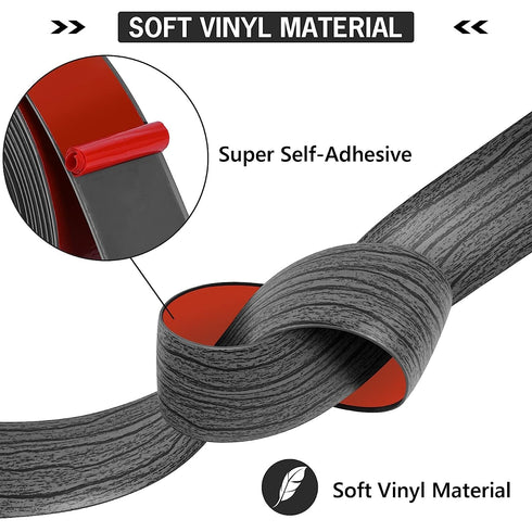 5Ft Floor Transition Strip Self Adhesive Vinyl Cover Floor Strip Flat Divider Transition Strip Wood Grain Design for Laminate Floor Gaps and Doorw...