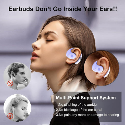 LMQ Open Ear Headphones?with Ear Hook Wireless Bluetooth 5.4 Open Ear Earbuds? Air Conduction Touch Control Wireless Sports Earbuds with Portable ...