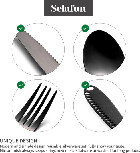 Travel Cutlery Set with Case Portable Silverware Utensils Set,5-pieces Stainless Steel Reusable Flatware Set Cutlery Set for Camping Picnic Hiking...