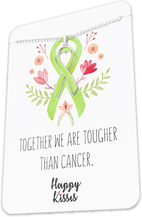 Cancer Awareness Necklace - Ribbon Pendant, “Together We Are Tougher Than Cancer” - Gift for Women...