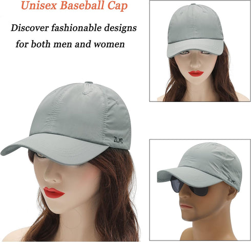 ZLYC Quick Dry Baseball Cap for Women Men Unstructured Sports Golf Tennis Hat...