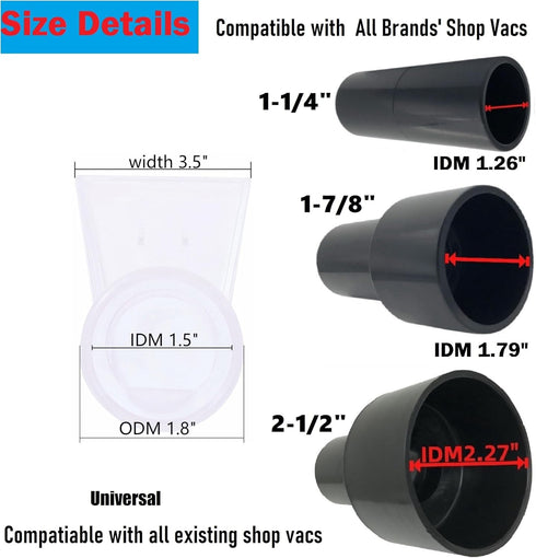 Universal Compatible with All Shop Vacs Extractor Attachment with 2-1/2" & 1-7/8" & 1-1/4" Adapters Auto Detailing Vacuum Cleaner Extraction Acces...