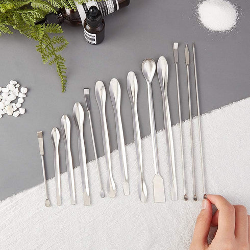 OLYCRAFT 26PCS Stainless Steel Lab Measuring Spatula Set, Micro Lab Scoop/Spoon Mixing Spatula for Powders Gel Cap Filler, Capsule Filler,Laborato...