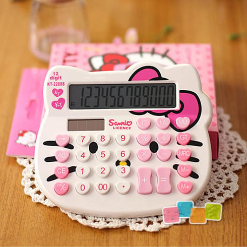 Hello Kitty Calculator,Xinyu Lighting Creative Cute Solar Calculator,12-bit Large LCD Screen, Suitable for Adults and Children?Solar and Battery P...