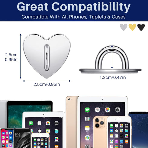 6 Pcs Cell Phone Ring Holder Stand Phone Ring Holder Adhesive Metal Phone Finger Grip Universal Ring Holder for Cell Phone Tablet, Sticky Phone Ch...