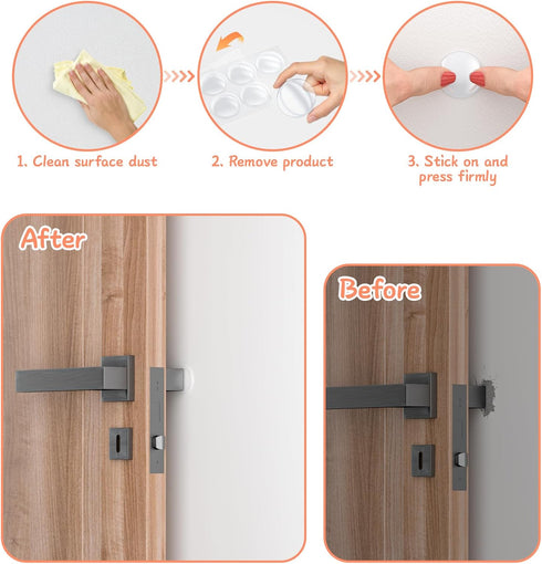 Door Stoppers for Wall 2’’, 6 pcs Door Knob Wall Protector-Soft and Clear, Strong Self-Adhesive, Protect Your Walls from Damage and Noise, More Su...