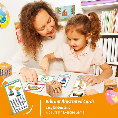 Mindfulness Game for Kids - Tic Tac Toe - Affirmations Cubes - W/20 Breathing Exercise Cards, Calm Down Corner Supplies for Kids Calm & Focus, Cou...