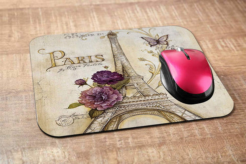 Eiffel Rectangle Gaming Mousepad Vintage Paris Themed Bluish Brown Eiffel Tower Mouse Pad Mouse Mat for Computer Desk Laptop Office 9.5 X 7.9 Inch...
