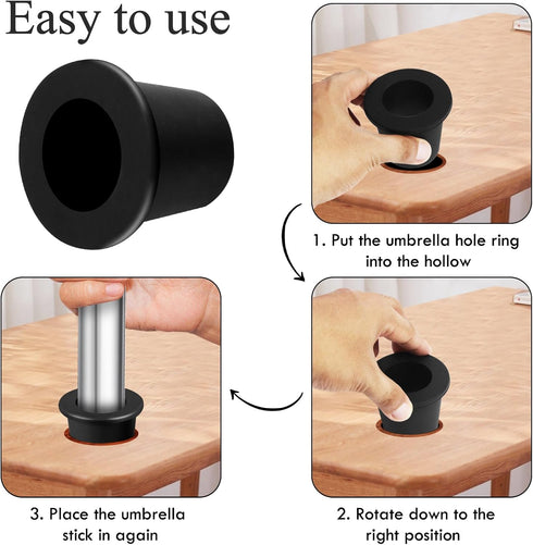 3 Pcs Patio Table Umbrella Hole Ring, Silicone Umbrella Table Hole Insert, Umbrella Cone Wedge Plug for 2 to 2.5 Inch Patio Table Hole and 1.5 Inc...