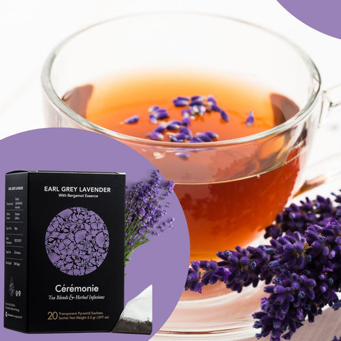 Ceremonie Earl Grey Lavender Tea - Rich Black Tea Infused With Touch of Lavender & Bergamot Essence - Gentle, Light-Bodied, Kosher & Aromatic - Ca...