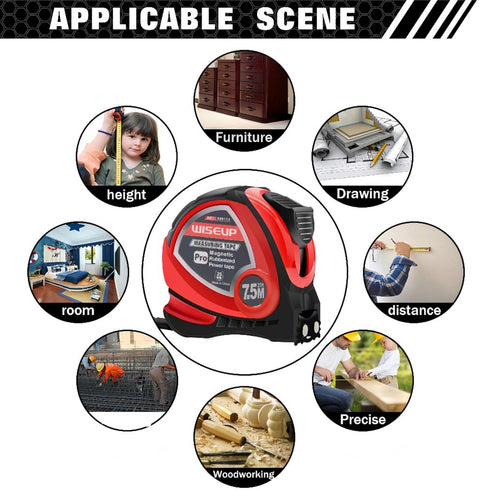 Magnetic Tape Measure 25 Ft with Fractions 1/8 and Metric,Easy to Read,Measuring Tape with Belt Clip for Surveyors,Engineers,Household,Carpentry,C...
