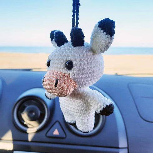 Crochet Cow Keychain, Bag ornament. Bag Hanging Decor....