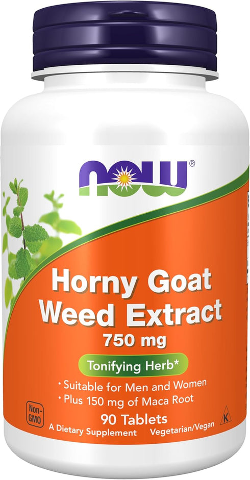 NOW Supplements, Horny Goat Weed Extract 750 mg Plus 150 mg of Maca Root, Tonifying Herb*, 90 Tablets, for Sexual Health...