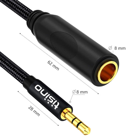 Tisino 1/4 to 3.5mm Adapter, 1/4" Female to 1/8" Male Stereo Audio Adapter for Headphone, Amplifiers, Guitar, Amp etc. - 5ft/1.5m...