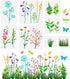 FINGERINSPIRE 11 PCS Wildflowers Stencils for Painting Reusable Flowering Shrubs Stencil Grass Leaf Stencil Butterfly Dragonfly Pattern Stencil fo...