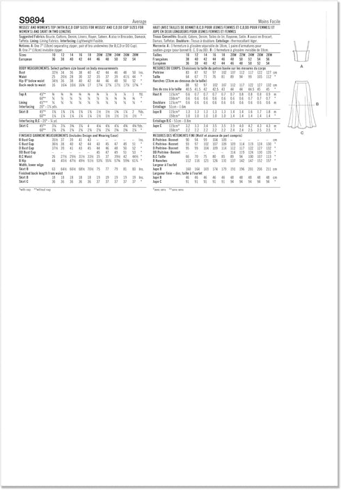 Simplicity Women's Cropped Corset Top and Skirt Sewing Pattern Packet by Mimi G Style, Design Code S9894, Sizes 20W-22W-24W-26W-28W...