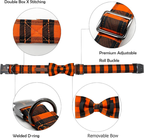 Lionheart glory Dog Collar Fall Dog Collars with Bow Tie Halloween Dog Collar Bow Female Male Pet Collar Dogs Collar Bows Duty Adjustable Dog Bow ...