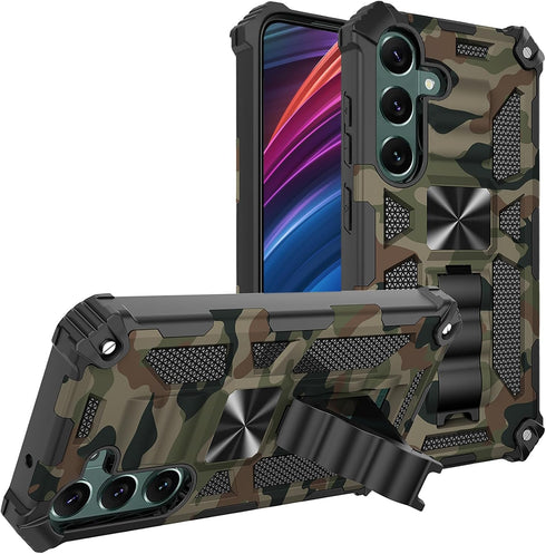 Ysnzaq Camo Case for Samsung Galaxy A15 6.5", Military Grade Shockproof Protective Phone Cover with Kickstand for Samsung Galaxy A15 MC Army Green...