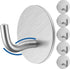 Heavy Duty Self Adhesive towel hooks Waterproof stick on bathroom kitchen door RV SUS 304 stainless steel Silver for hanging robe coat key bag hat...