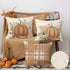 RABUSOFA Outdoor Fall Decor Pillow Covers 18x18 Inch,Waterproof Polka Dots Pumpkin Pillow Cases Set of 4,Thanksgiving Decorative Striped Buffalo P...