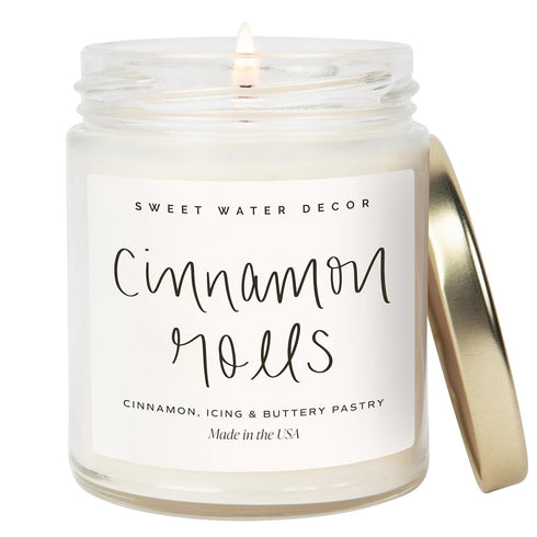 Sweet Water Decor Cinnamon Roll Candle - Fall Scented with Cinnamon, Icing and Buttery Pastry for Home - Soy Candle with 40 Hours Burn Time - 9Oz ...