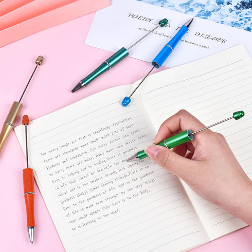 Plastic Beadable Pens with Shaft Ballpoint Pen 1.0 mm Black Ink Bead Pens Ball Pen for DIY PPL Beads Present for Students Presents Office School S...
