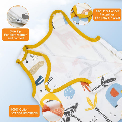 MooMoo Baby Sleep Sack Baby Cotton Wearable Blanket Snap and Zipper Closure Fit Babies Ages 6-12M...