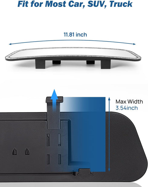 JoyTutus Bling Car Rear View Mirror, Interior Clip-on Wide Angle Rear View Mirror to Reduce Blind Spot...