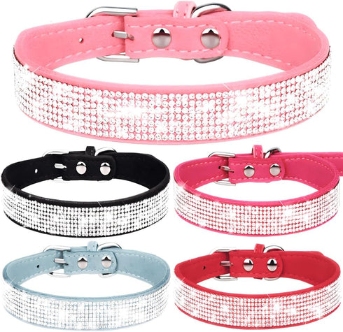 Bling Dog Collar, Rhinestone Dog Collars Cute Diamond Jewel Sparkle Fancy Leather Cat Pet Collar for XXS XSmall Small Medium Large XL XXL Puppy Gi...