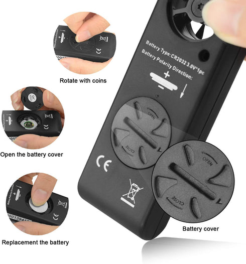 Anemometer Handheld Wind Speed Meter for Measuring Wind Speed Temperature and Max/Average/Current, High Precision Anemometer Measuring for Windsur...
