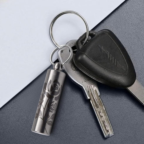 aiGear Stainless Steel Mini Pill Case Inner Diameter 0.48 Inch with Necklace Light Weight Pill Holder Waterproof Small Keychain Pill Box for EDC O...