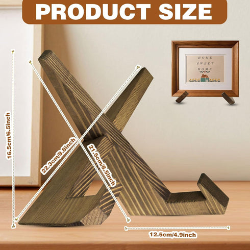 Wooden Display Stand, Plate Holder Cookbook Stand Picture Frame Stand, Rustic Book Stand Kitchen Counter Tabletop Art Decorative for Recipe Book, ...