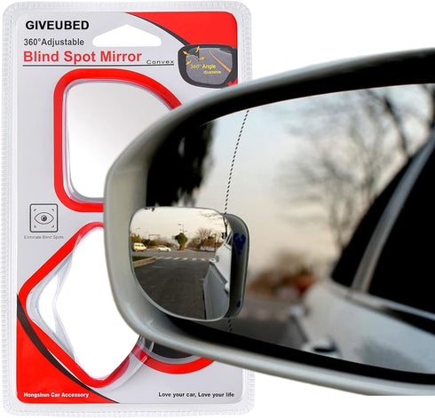 Blind Spot Mirror, Fan Shape Blind Spot Mirror, Upgrade HD Glass Wide Angle Fan Shaped Mirror, Frameless 360° Adjustable Convex Rear View Mirror f...