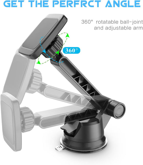 WixGear Dashboard Mount, Universal Magnetic Phone Holder for Car, Windshield Mount and Dashboard Mount Holder for Cell Phones and Tablets with Lon...