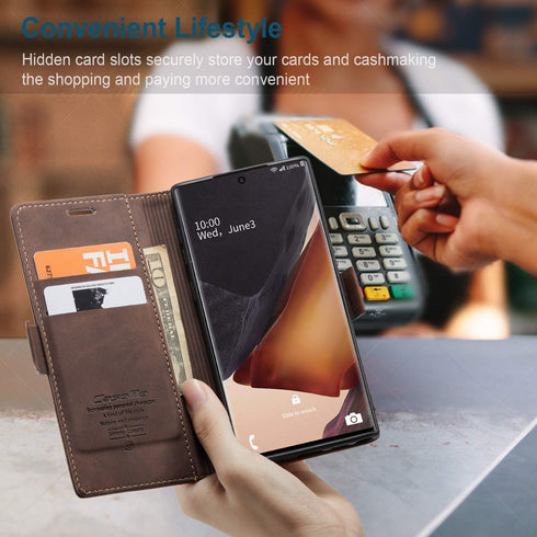 Samsung Galaxy Note 20 Ultra Wallet Case, Retro PU Leather Flip Magnetic Closure Protective Cover with Card Slots Cash Pockets with Kickstand for ...