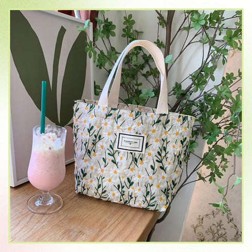 Women's Tote Bag Mini Flowers Embroidered Handbag Small Cellphone Purse Canvas Hobo Bag...