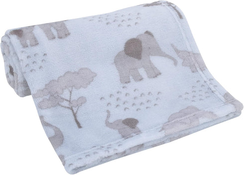 NoJo Super Soft Blue & Grey Elephant Plush Baby Blanket, Aqua, Grey, Charcoal...