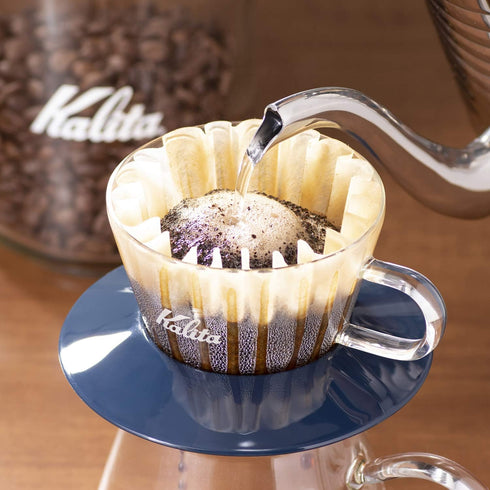 Carita WDG-155#05065 Wave Series Glass Coffee Dripper for 1-2 People, Smoky Blue...