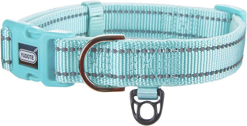 Reflective Nylon Dog Collar with Breathable Neoprene Padding,Adjustable for Large Dogs.(Neck 17"-26.3",Teal)...