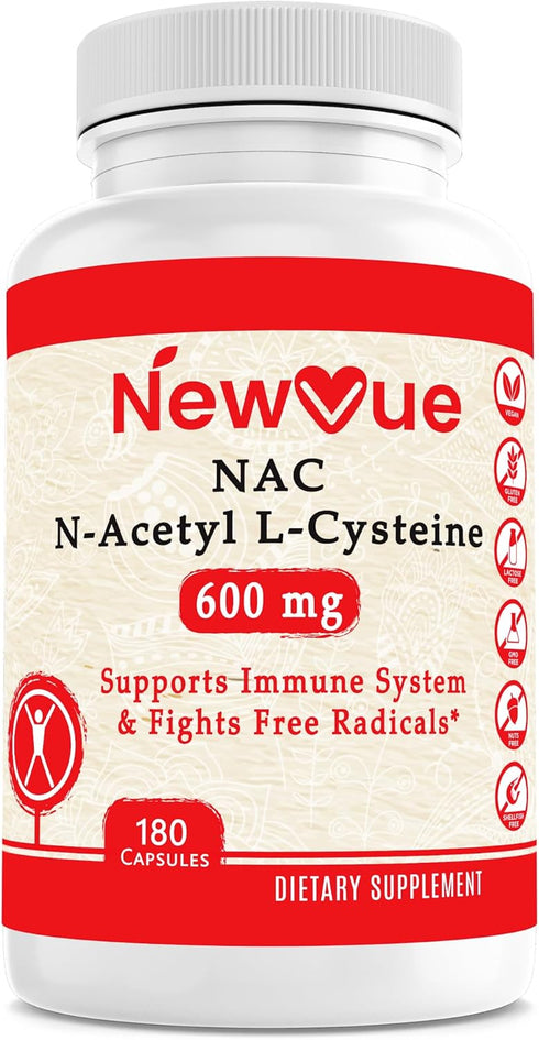 N-Acetyl L-Cysteine (NAC) 600mg, 180 Capsules - Non-GMO, Gluten Free...