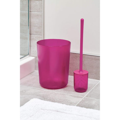 iDesign Round Plastic Trash Can for Bath, Bedroom, Office The Finn Collection –, 7.64" x 10", Magenta...