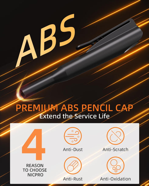 Nicpro 2Pack Carpenter Pencil with Sharpener, Mechanical Carpenter Pencils with 26 Refills (Red, Black, Yellow), Deep Hole Marker Construction Hea...