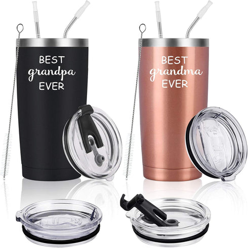 Grandpa and Grandma Ever Travel Tumbler Set, Grandparents Christmas Gifts for Grandma Grandpa from Grandkids Grandchildren, Stainless Steel Insula...