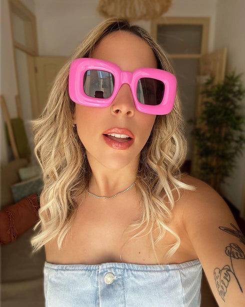 VANLINKER Cute Square Inflated Sunglasses for Women Men Trendy Chunky Glasses Retro Thick Frame Funny Mask Shades VL9733...
